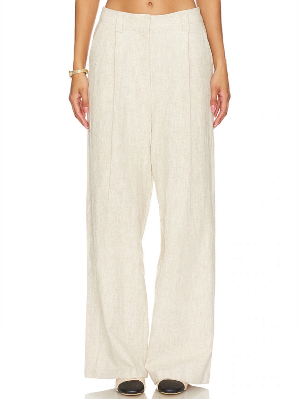 Lioness Cream Wide-Leg Linen Pants
